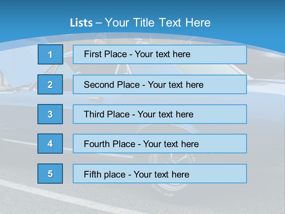 A Blue Car Is Parked In A Parking Lot PowerPoint Template