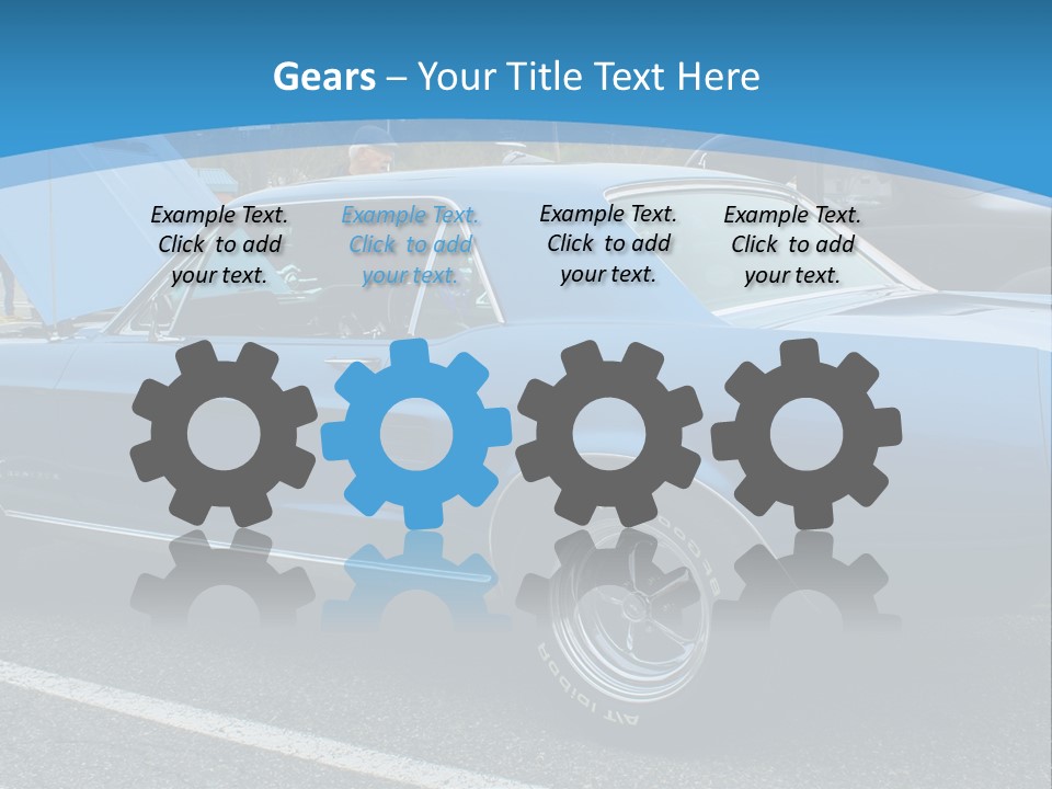 A Blue Car Is Parked In A Parking Lot PowerPoint Template