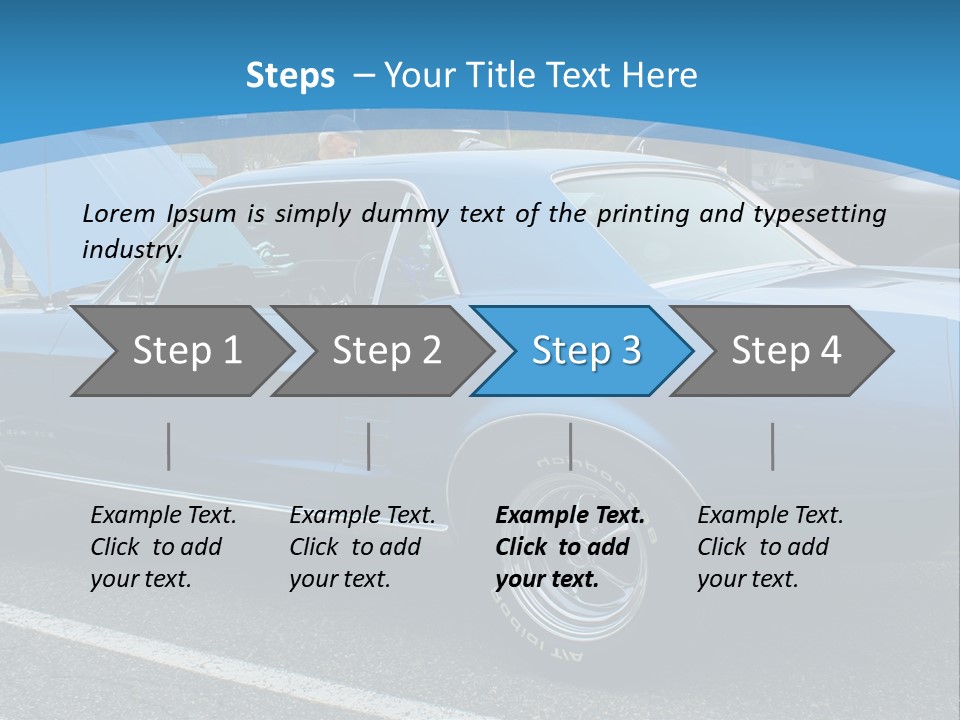 A Blue Car Is Parked In A Parking Lot PowerPoint Template