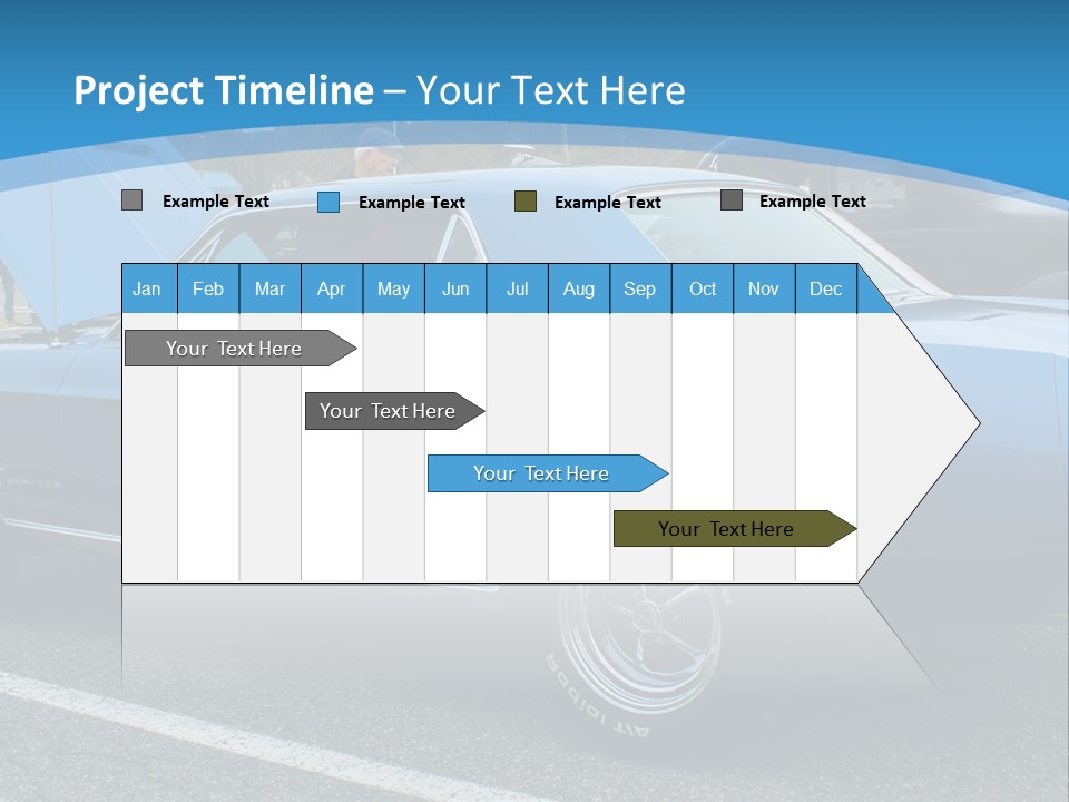 A Blue Car Is Parked In A Parking Lot PowerPoint Template
