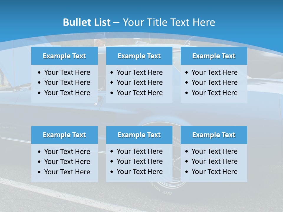 A Blue Car Is Parked In A Parking Lot PowerPoint Template