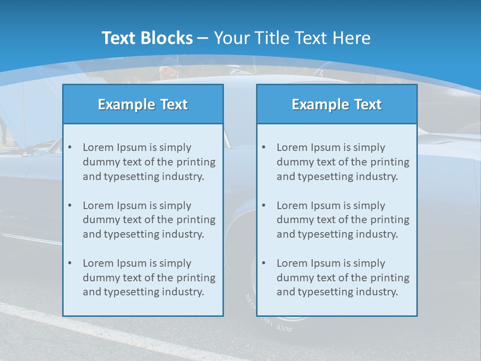 A Blue Car Is Parked In A Parking Lot PowerPoint Template