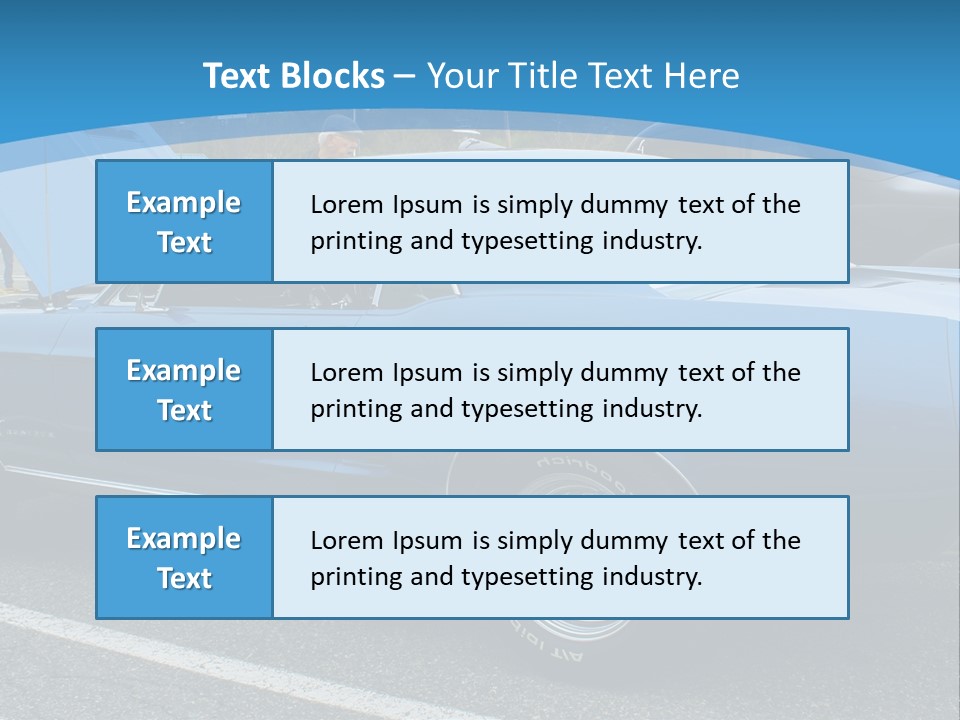 A Blue Car Is Parked In A Parking Lot PowerPoint Template