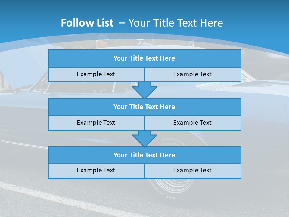 A Blue Car Is Parked In A Parking Lot PowerPoint Template
