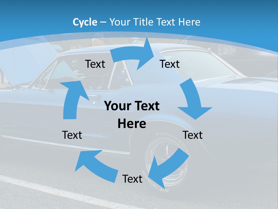 A Blue Car Is Parked In A Parking Lot PowerPoint Template
