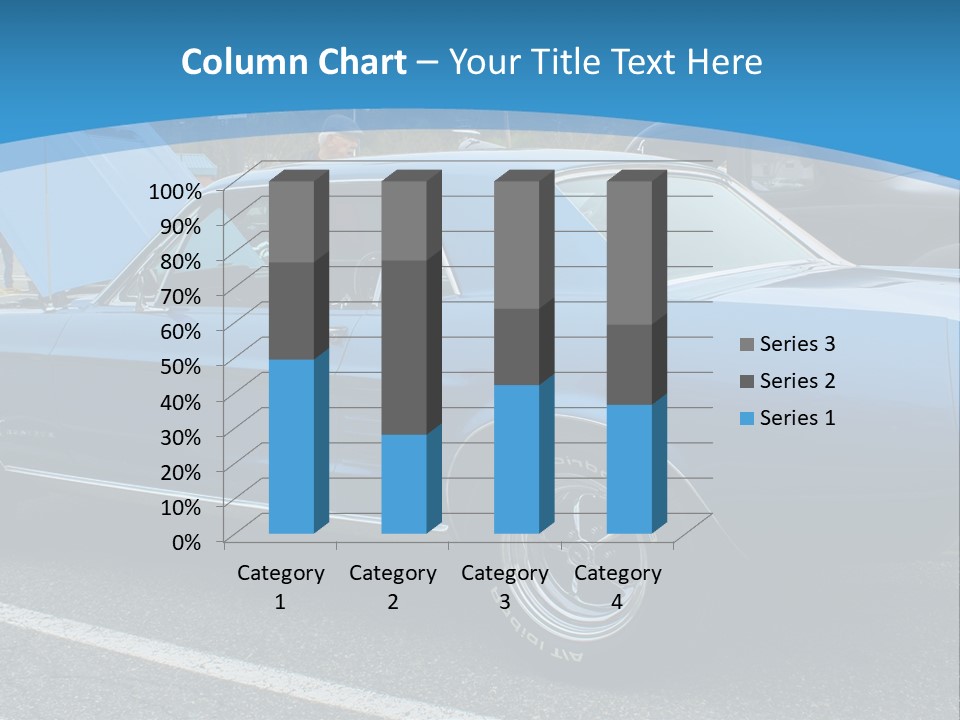 A Blue Car Is Parked In A Parking Lot PowerPoint Template