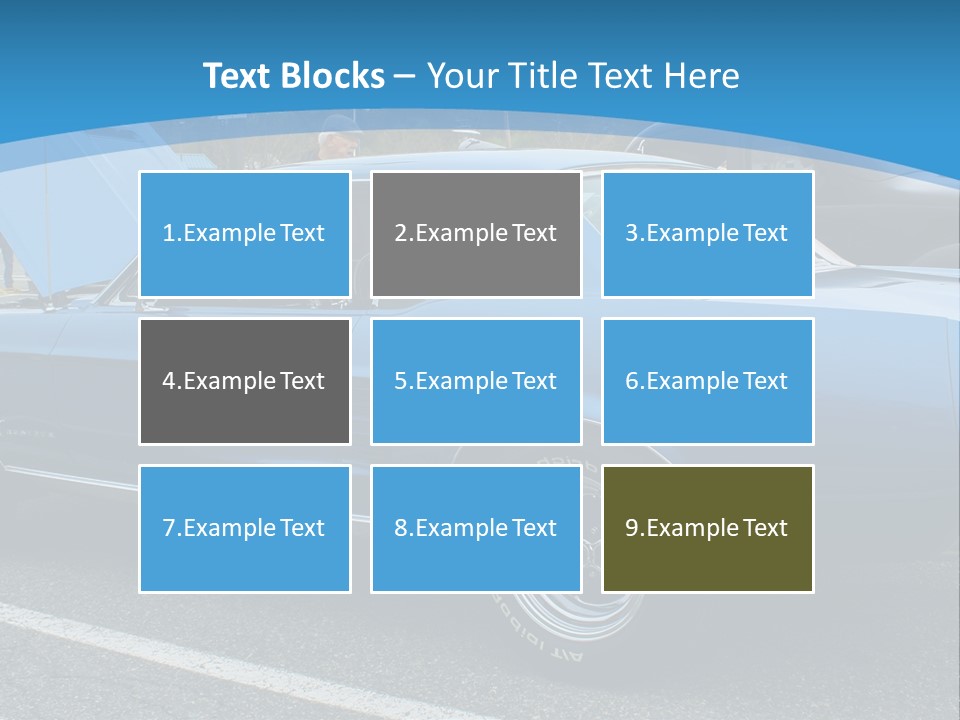 A Blue Car Is Parked In A Parking Lot PowerPoint Template