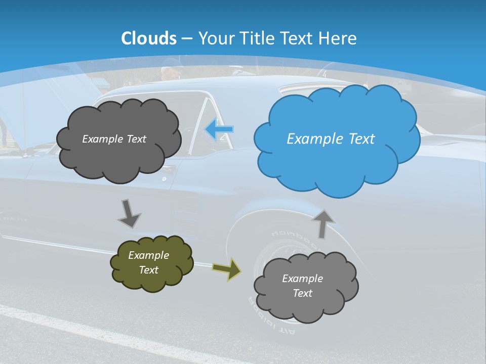 A Blue Car Is Parked In A Parking Lot PowerPoint Template