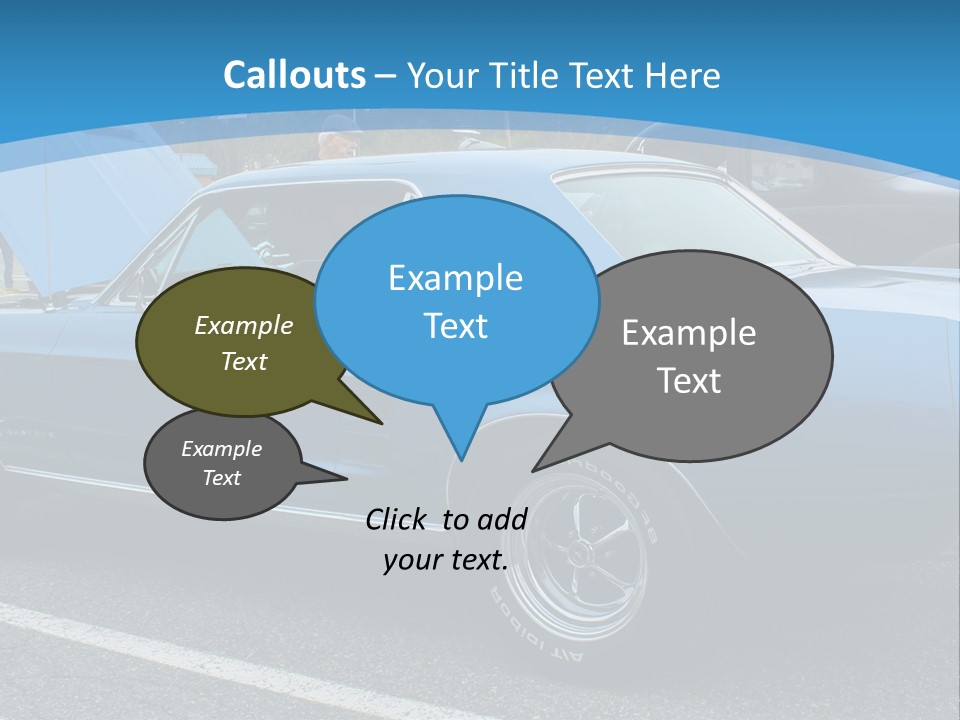 A Blue Car Is Parked In A Parking Lot PowerPoint Template