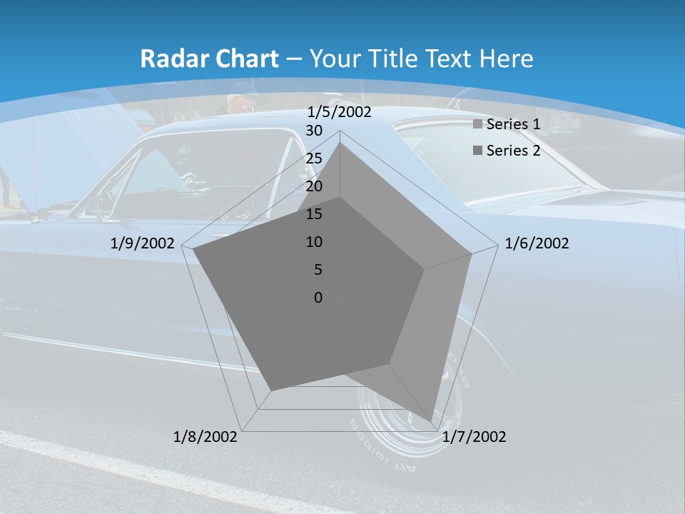A Blue Car Is Parked In A Parking Lot PowerPoint Template