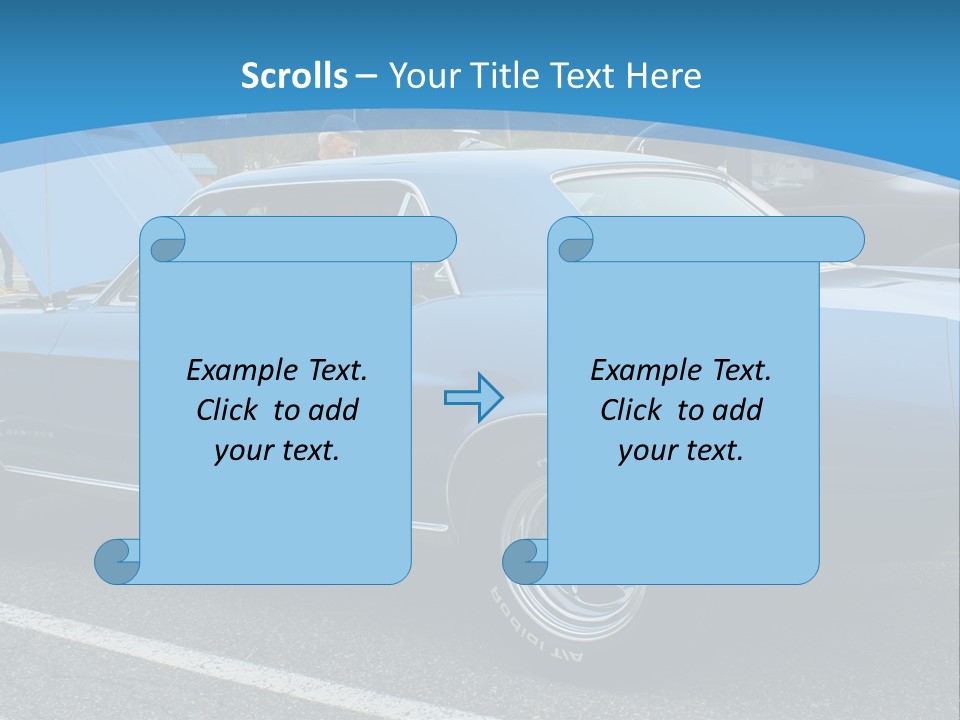A Blue Car Is Parked In A Parking Lot PowerPoint Template