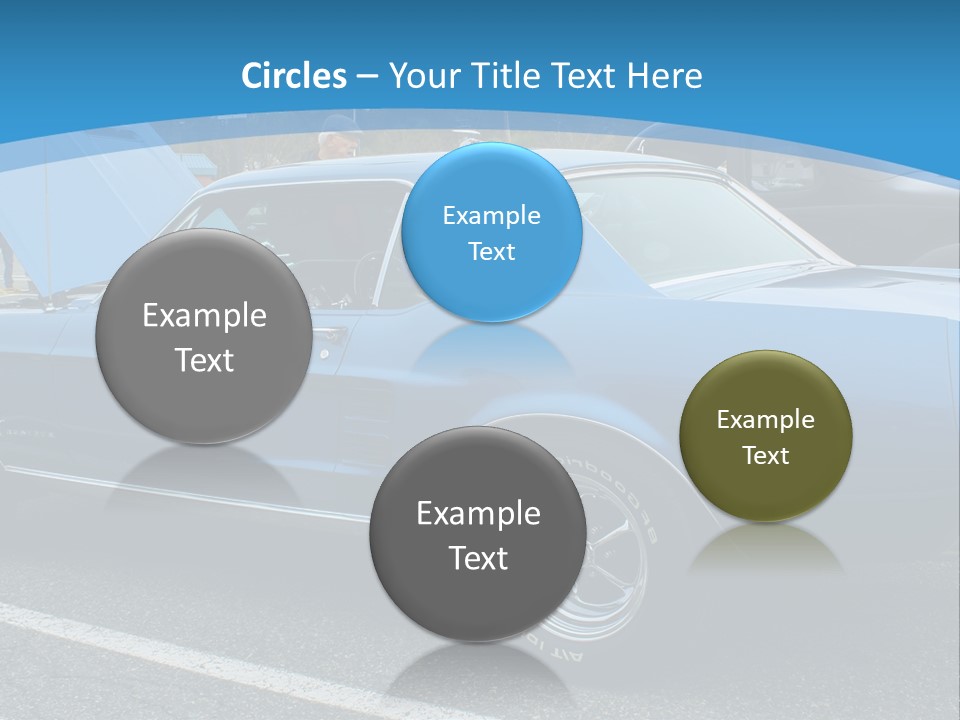 A Blue Car Is Parked In A Parking Lot PowerPoint Template