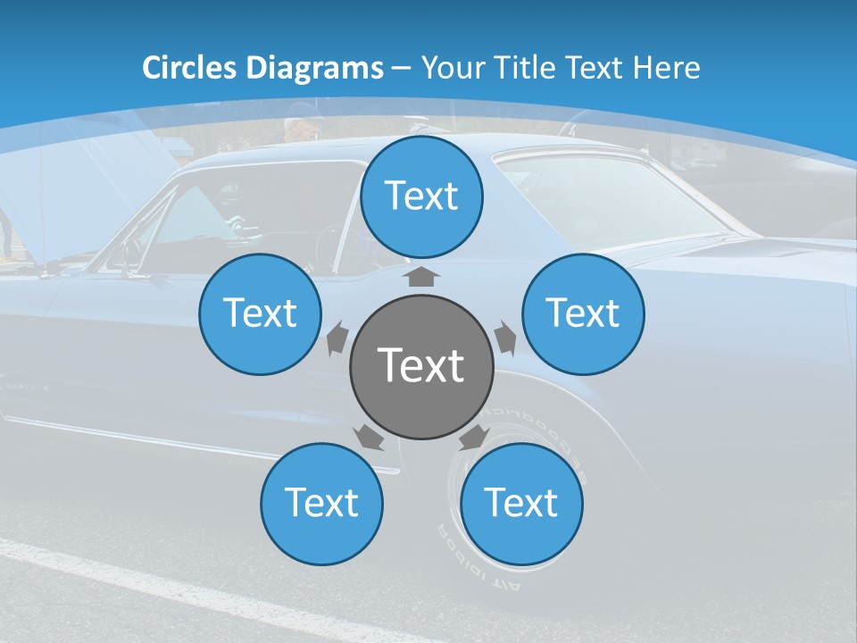 A Blue Car Is Parked In A Parking Lot PowerPoint Template
