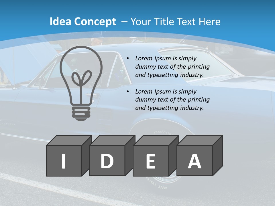 A Blue Car Is Parked In A Parking Lot PowerPoint Template