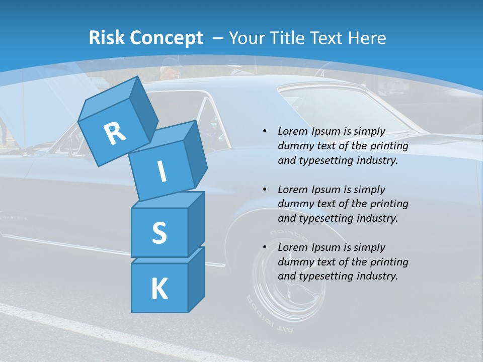 A Blue Car Is Parked In A Parking Lot PowerPoint Template