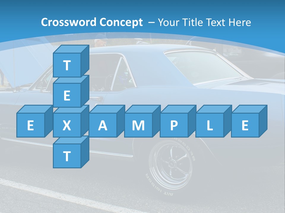 A Blue Car Is Parked In A Parking Lot PowerPoint Template