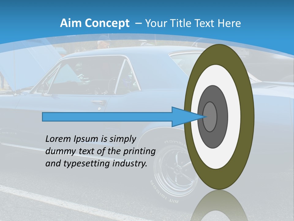 A Blue Car Is Parked In A Parking Lot PowerPoint Template
