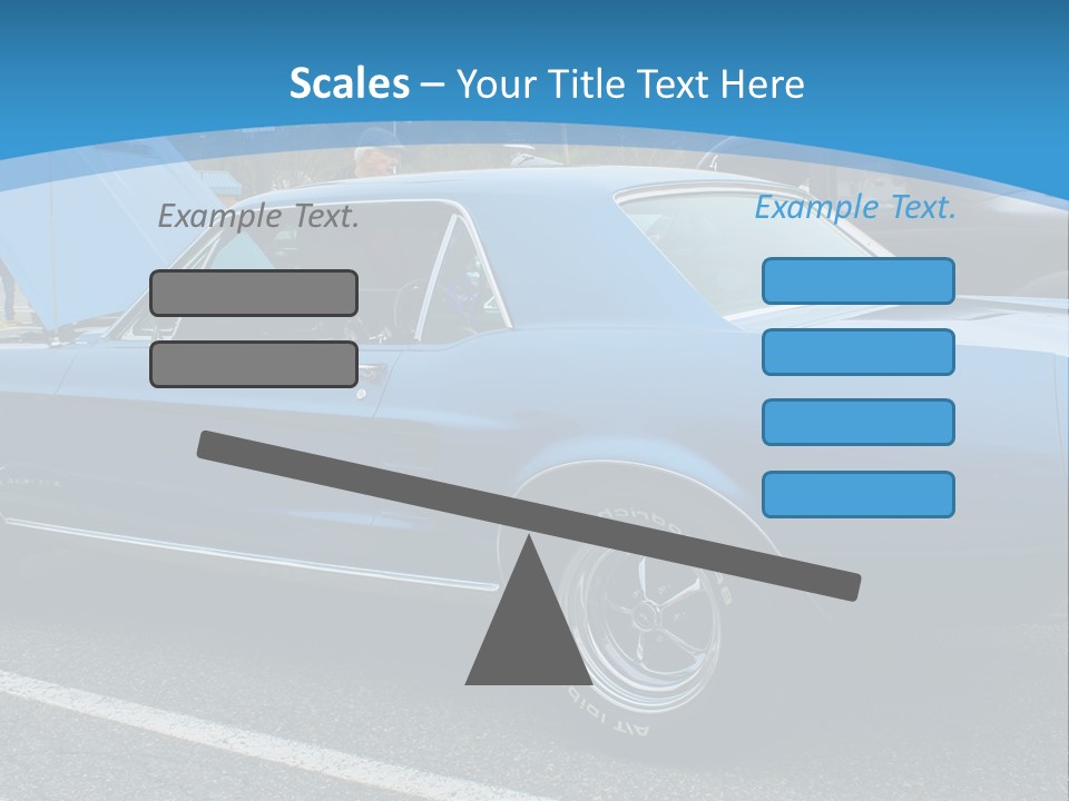 A Blue Car Is Parked In A Parking Lot PowerPoint Template