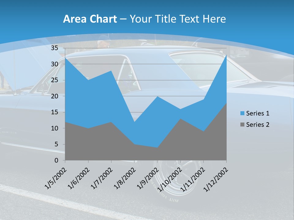 A Blue Car Is Parked In A Parking Lot PowerPoint Template