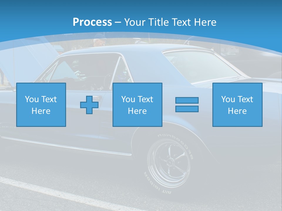 A Blue Car Is Parked In A Parking Lot PowerPoint Template