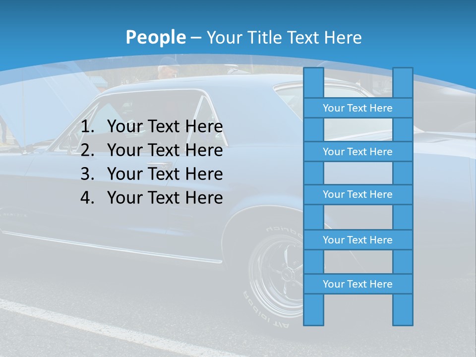 A Blue Car Is Parked In A Parking Lot PowerPoint Template