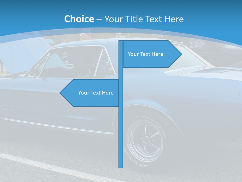 A Blue Car Is Parked In A Parking Lot PowerPoint Template