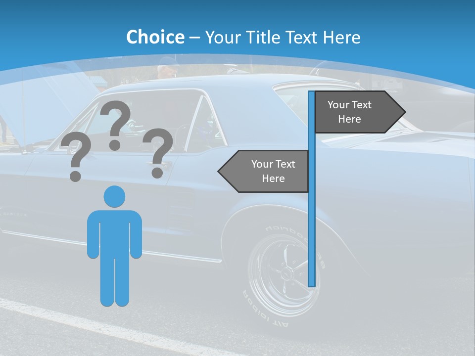 A Blue Car Is Parked In A Parking Lot PowerPoint Template