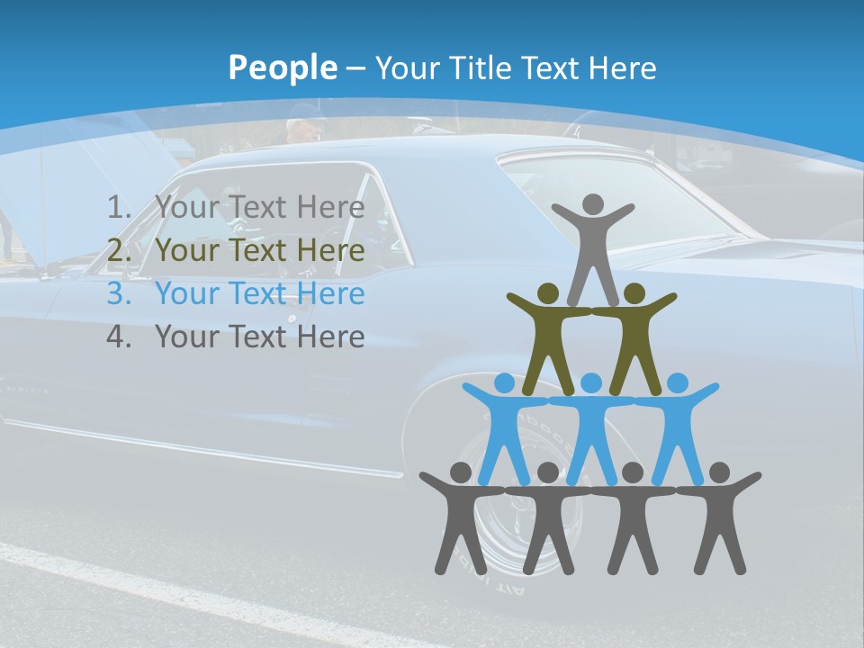 A Blue Car Is Parked In A Parking Lot PowerPoint Template