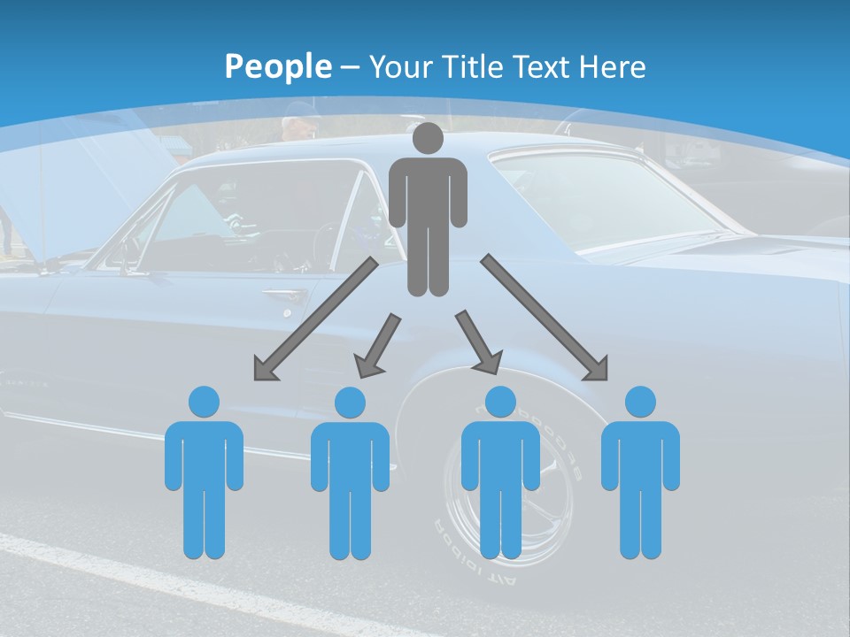 A Blue Car Is Parked In A Parking Lot PowerPoint Template