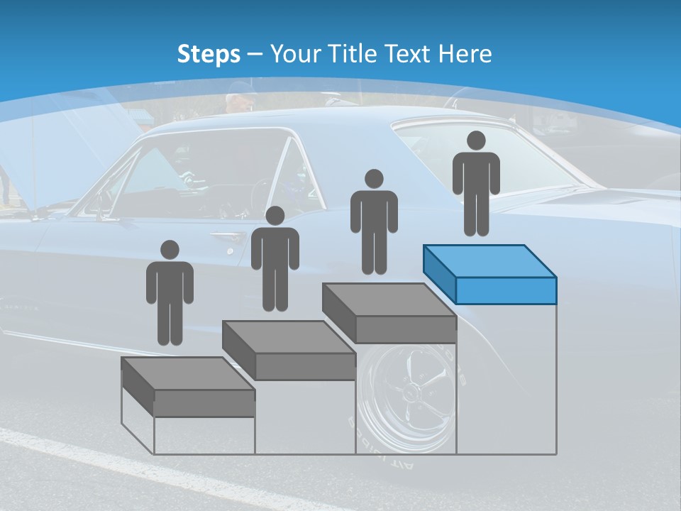 A Blue Car Is Parked In A Parking Lot PowerPoint Template