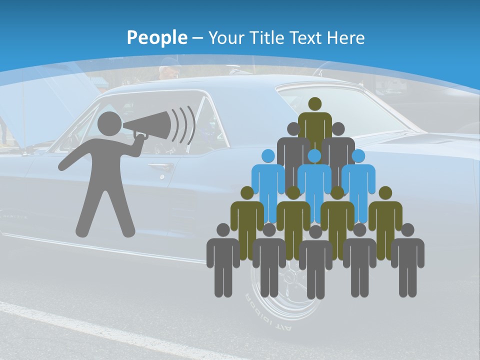 A Blue Car Is Parked In A Parking Lot PowerPoint Template