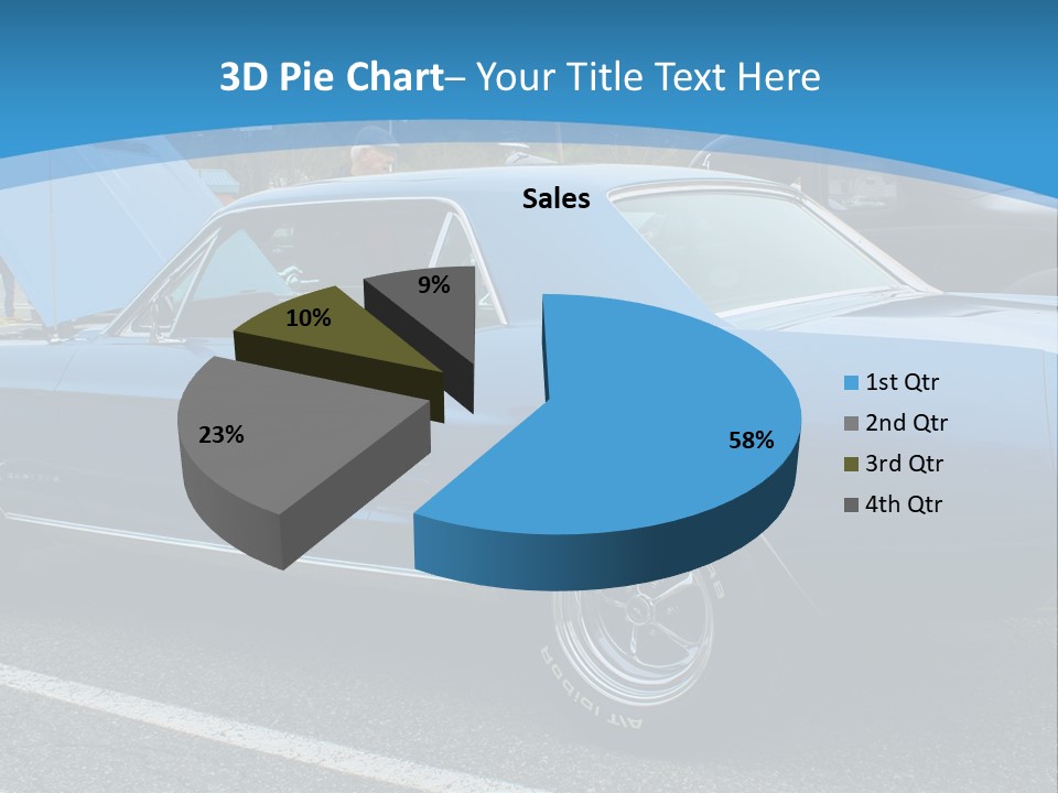 A Blue Car Is Parked In A Parking Lot PowerPoint Template