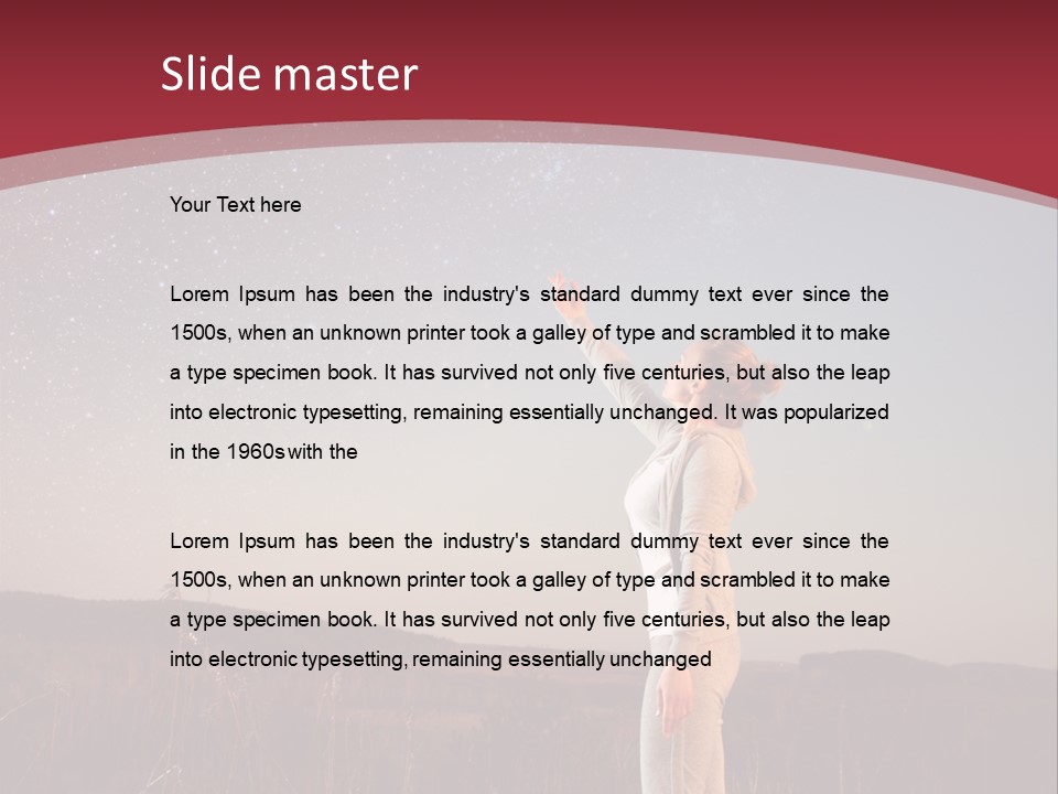 A Woman Standing In A Field With Her Arms In The Air PowerPoint Template