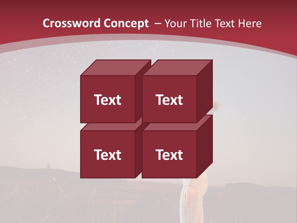 A Woman Standing In A Field With Her Arms In The Air PowerPoint Template