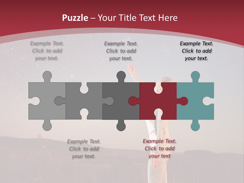 A Woman Standing In A Field With Her Arms In The Air PowerPoint Template