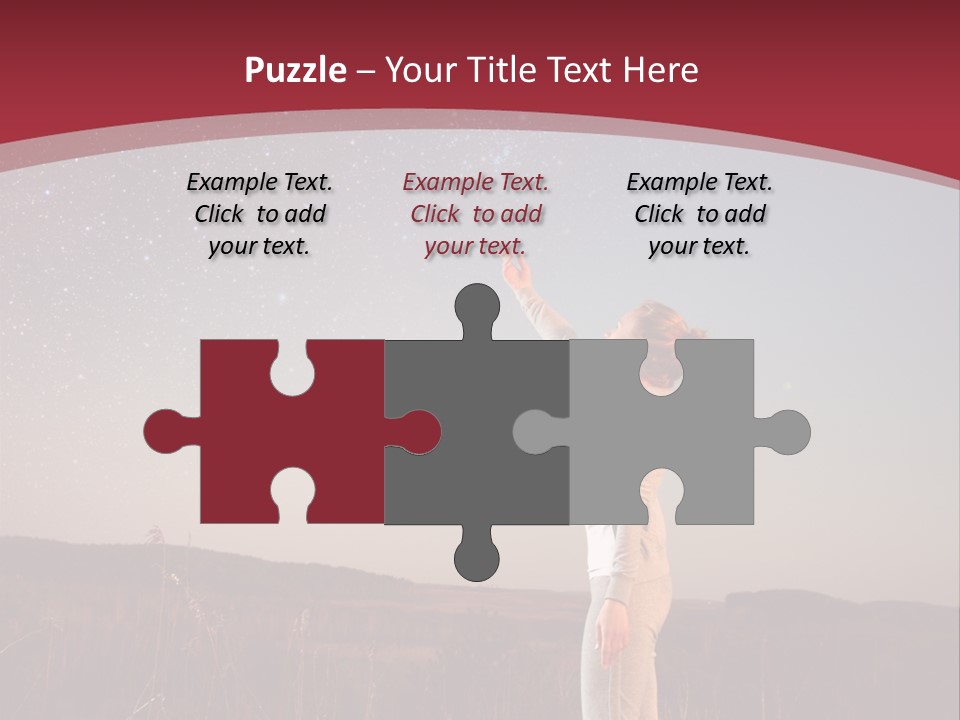 A Woman Standing In A Field With Her Arms In The Air PowerPoint Template