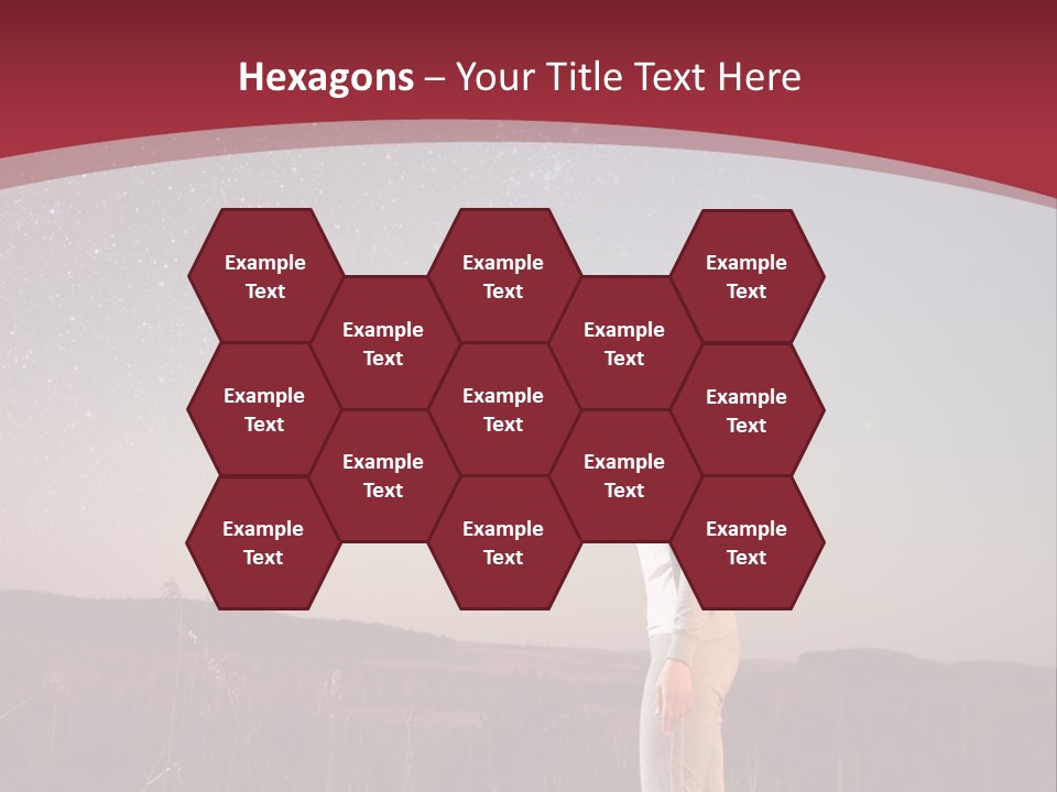 A Woman Standing In A Field With Her Arms In The Air PowerPoint Template