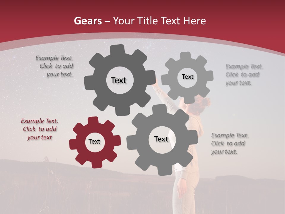 A Woman Standing In A Field With Her Arms In The Air PowerPoint Template