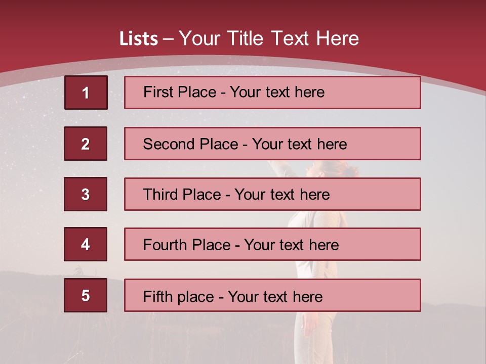 A Woman Standing In A Field With Her Arms In The Air PowerPoint Template