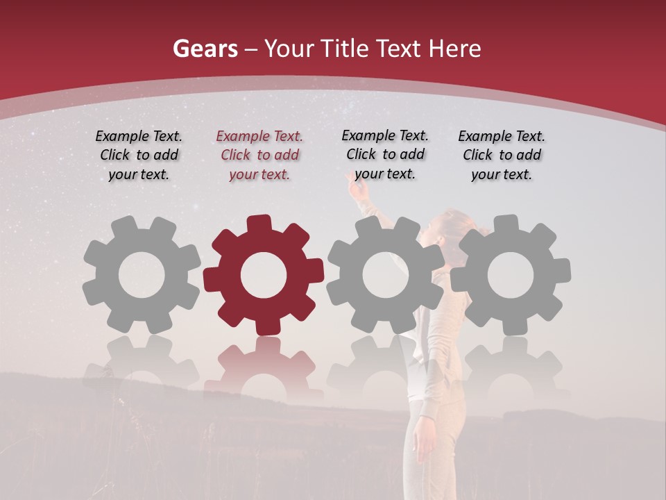 A Woman Standing In A Field With Her Arms In The Air PowerPoint Template