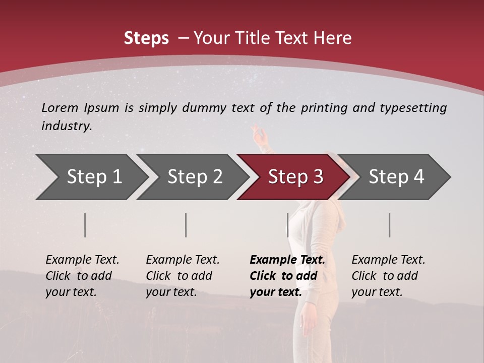 A Woman Standing In A Field With Her Arms In The Air PowerPoint Template