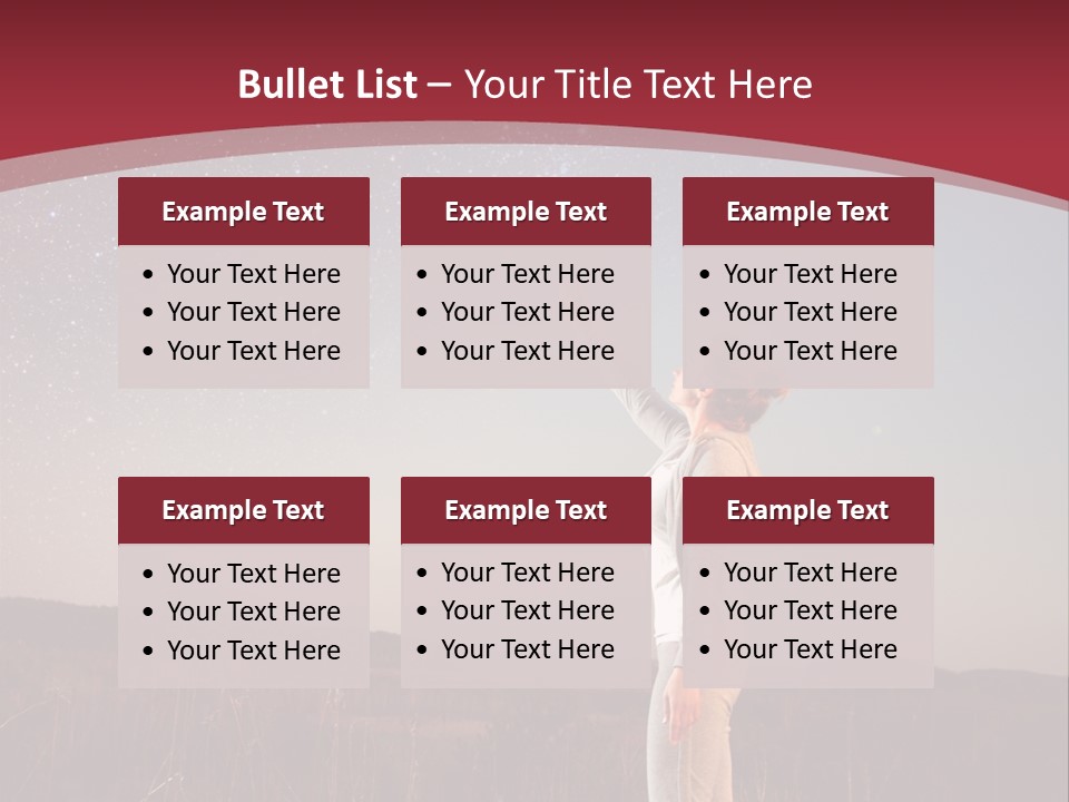 A Woman Standing In A Field With Her Arms In The Air PowerPoint Template