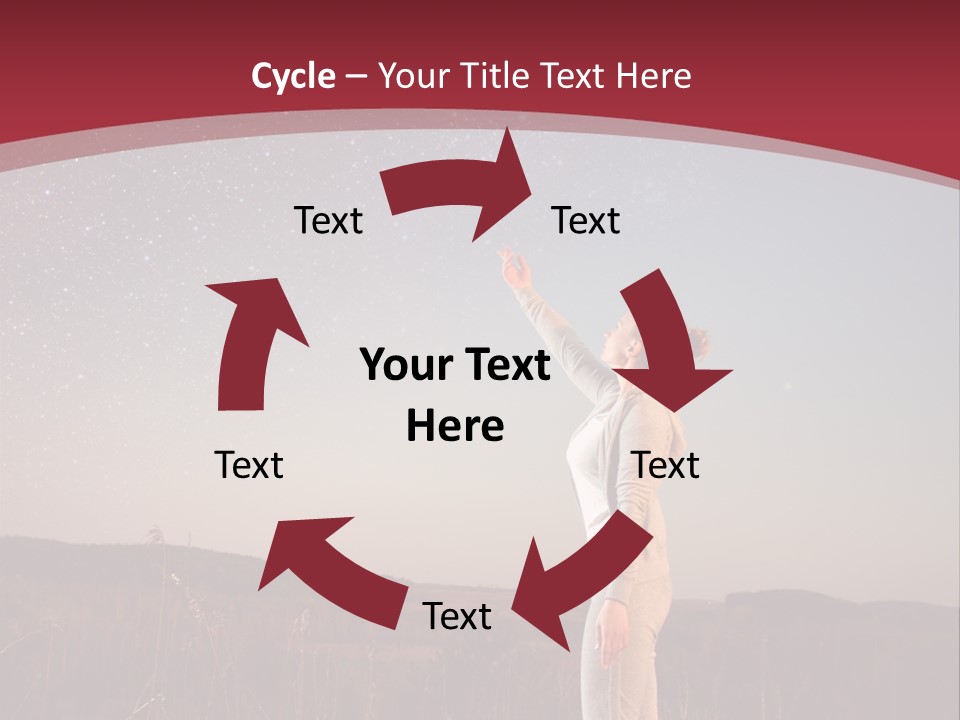 A Woman Standing In A Field With Her Arms In The Air PowerPoint Template