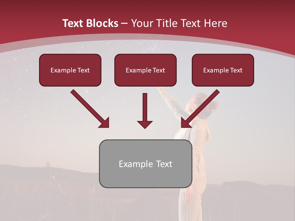 A Woman Standing In A Field With Her Arms In The Air PowerPoint Template