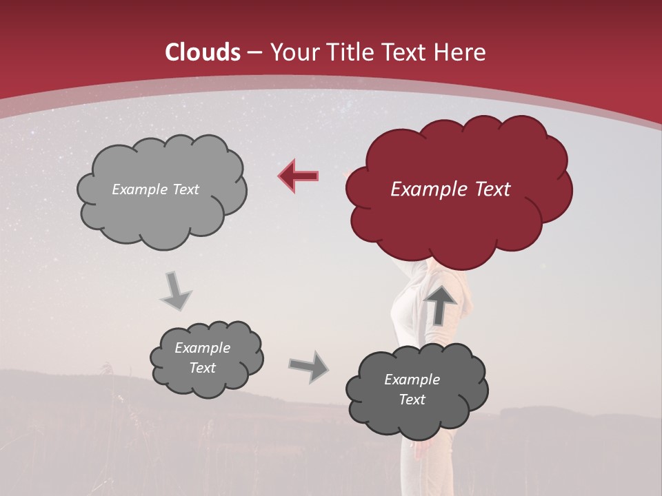 A Woman Standing In A Field With Her Arms In The Air PowerPoint Template