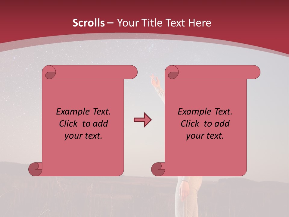 A Woman Standing In A Field With Her Arms In The Air PowerPoint Template