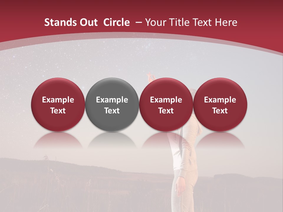 A Woman Standing In A Field With Her Arms In The Air PowerPoint Template