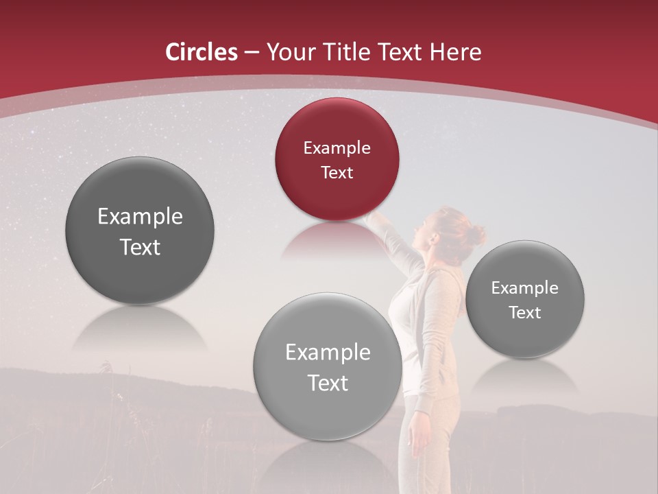 A Woman Standing In A Field With Her Arms In The Air PowerPoint Template