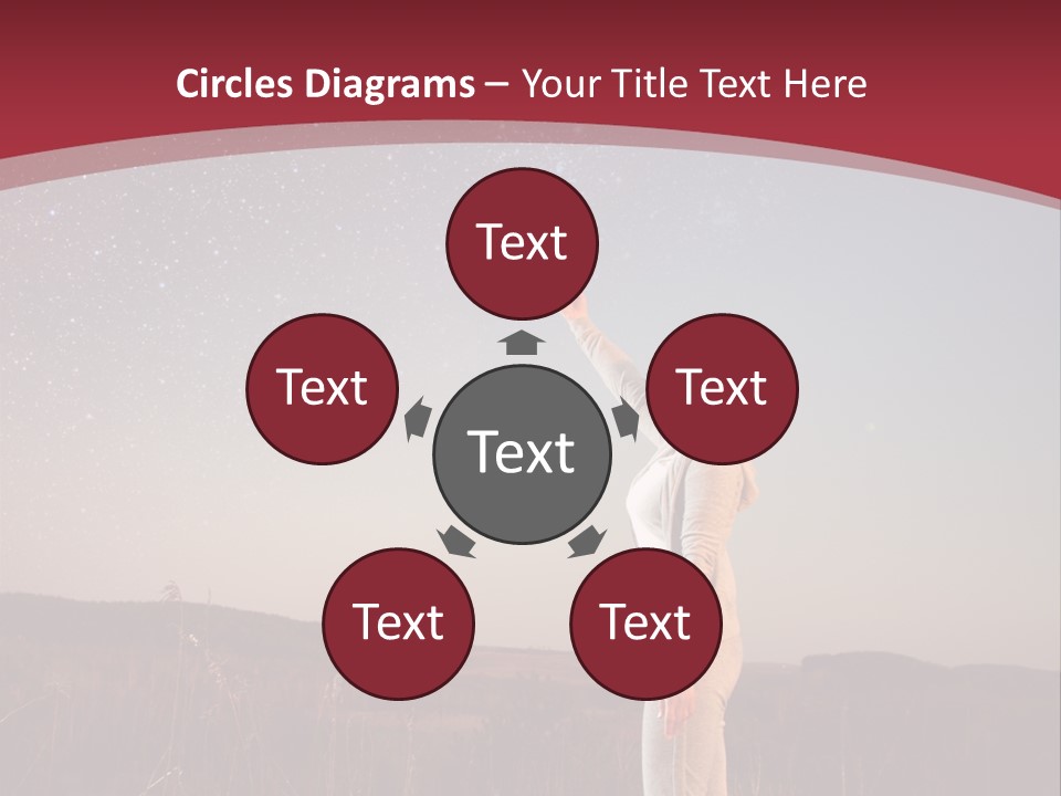 A Woman Standing In A Field With Her Arms In The Air PowerPoint Template