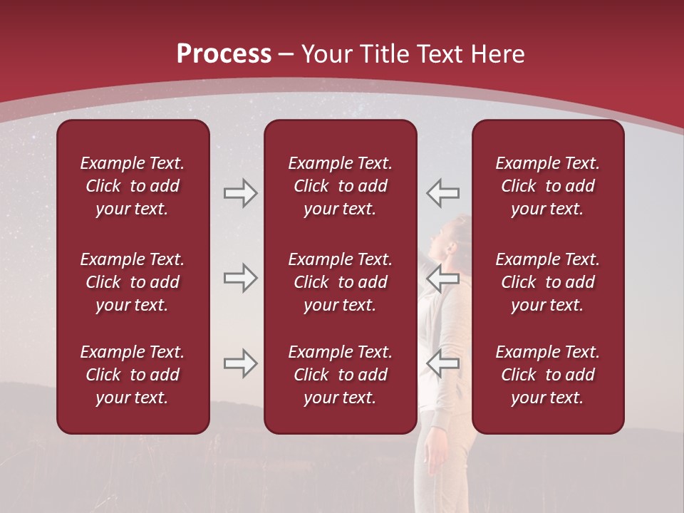 A Woman Standing In A Field With Her Arms In The Air PowerPoint Template